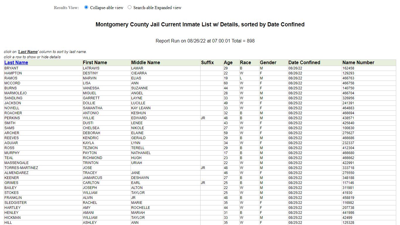 Jail Roster - Montgomery County, Texas